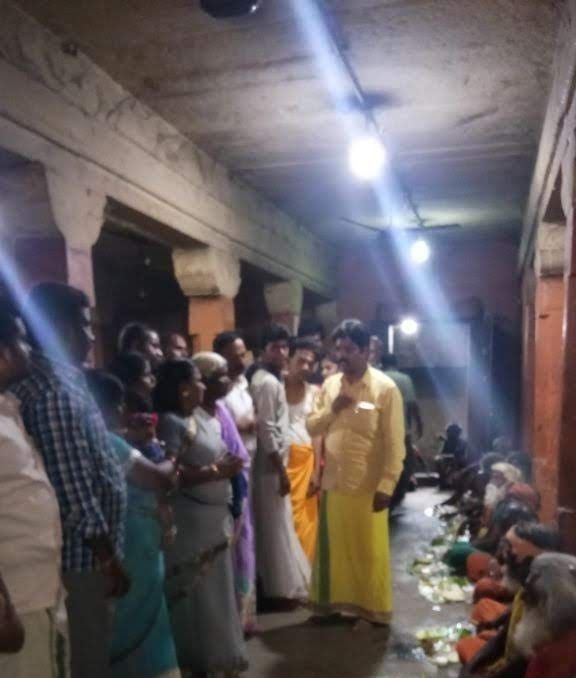Annadhanam queue at night