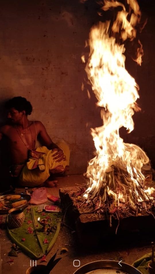 Sacred fire during a homam